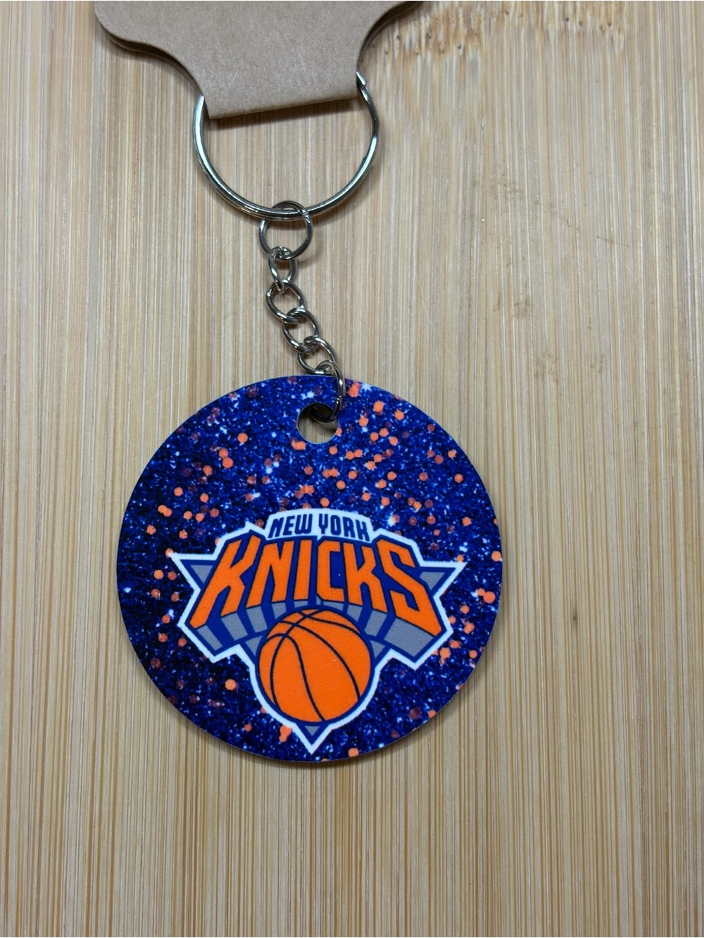 New York Knicks Sparkle Keychain - Blue & Orange